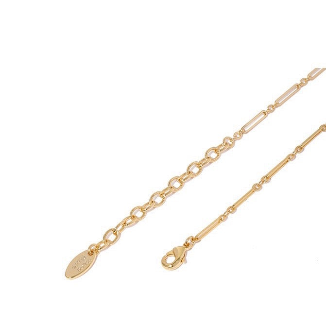 Zircon Rectangle Charm Chain Necklace - Image #0